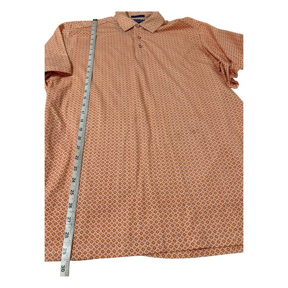 Johnston & Murphy Mens Orange Print Short Sleeve Polo Shirt Size XL Pima Cotton - Picture 10 of 11